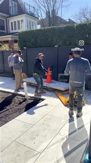 Outdoor Fireplace 3500lb hearth stone install!