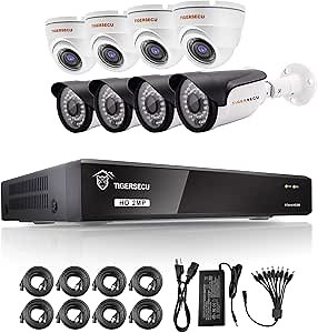 TIGERSECU 1080P 8-Channel 8 Combo Cameras DVR Security Bundle