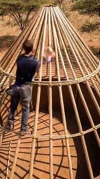 Building a Traditional African Boho Rondavel Hut From Scratch in the Savanna