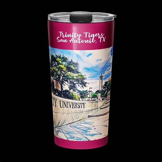 Trinity University Tigers Watercolor Tumbler, 20oz Stainless Steel Coffee Mug - Etsy