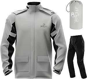 IRON JIA'S Rain Suit, Motorcycle Rain Gear for Men & Women, Waterproof Jacket and Pants, Breathable Reflective Raincoat