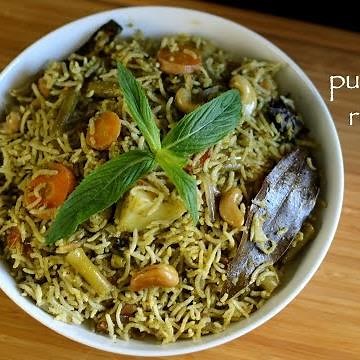pudina rice recipe | mint rice recipe | mint pulao recipe | pudina pulao recipe