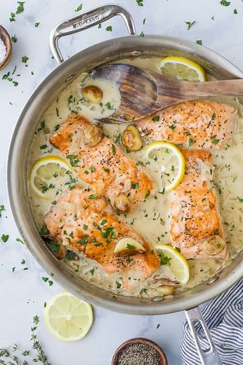 Easy Whole30 Salmon Recipe in Garlic Cream Sauce - Done in 30 Minutes!
