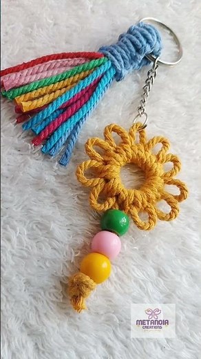 Boho Macrame Keychain | DIY Bag Charm for Beginners | #shorts #macrame #keychain #bagcharm #diy