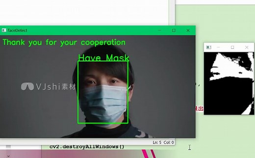 Python OpenCV人脸口罩佩戴检测实现效果
