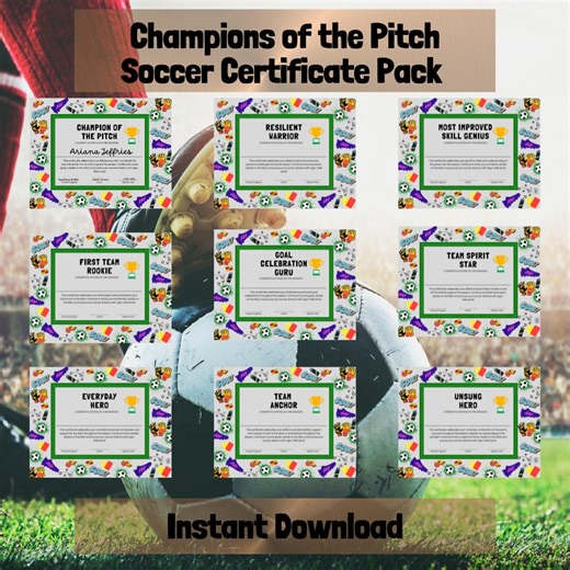 Soccer Award Certificate Pack: Kids Sports Awards (PDF) - Etsy