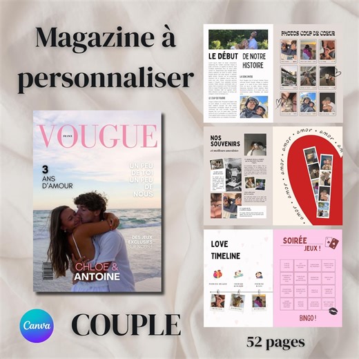 Modèle de magazine à personnaliser - couple édition - Etsy France