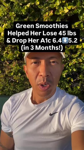 Want to know how green smoothies benefited one of my clients? She's a Filipina single mom, strapped for time and doesn't like to cook. And when she came to me, she was eating mostly fast foods. She straight up told me, “I don't think I can do this program.” So I responded, “why don't we try green smoothies?” She started with one for breakfast a day. 3 months later: she dropped 45 pounds A1c went from 6.2 to 5.4 And she got these results without really exercising, AT ALL! What?! Now, green smooth