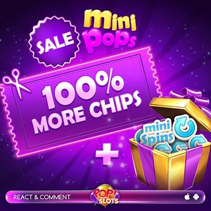 5.6K views · 11 shares | ️ A great day starts with a good SALE 螺 So here you go — get 1️⃣0️⃣0️⃣% more chips ➕ Mini Spins  Complete your MiniPops and win an awesome prize! ‍♀️ Join the party with these FREE CHIPS  https://popslots.casino/2Wj8wP4 | Pop Slots Casino | Facebook