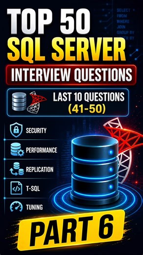 Top 50 SQL Server Interview Questions (Part 6) | Final Advanced Questions 41–50 🚀 Must Know #shorts