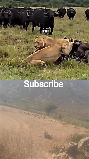 There buffalo was caught by two #trending #animals #wildlife #lion #buffalo #cat
