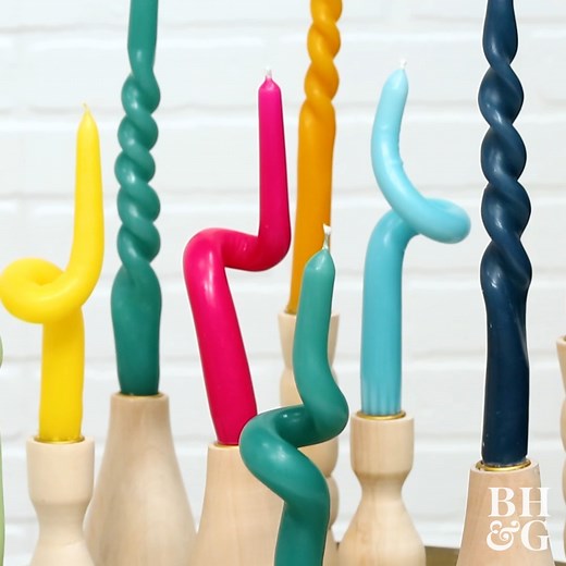 158K views · 93 reactions | Making homemade twisted taper candles couldn’t be easier. For this DIY, all you’ll need is hot water, a jar, wax paper, and your favorite taper candles for bending and twisting. Get creative when twisting and shaping your candles to make a unique table display! Get the how-to: https://bit.ly/2ZJeAEP | Better Homes & Gardens | Facebook