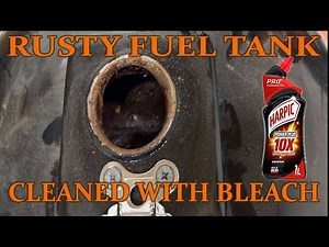 CLEANING A RUSTY PETROL TANK WITH BLEACH