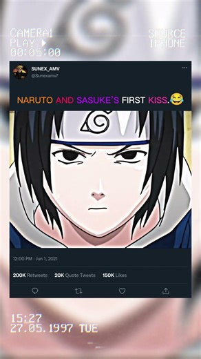 Naruto and Sasuke’s first kiss.😂