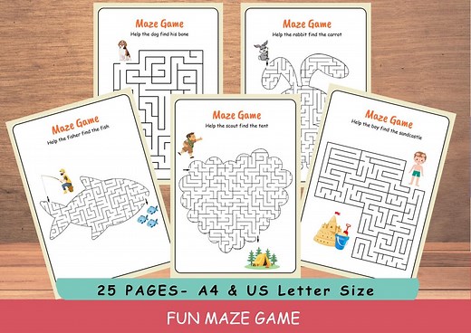 25 Educational Maze Worksheets for Kids | Printable Puzzles | Preschool and Homeschool Labyrinth Activity Pages | Easy Maze Book - Etsy Australia