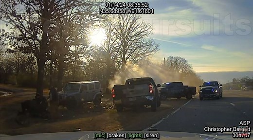 Arkansas Police PIT Maneuver Stops Chevy Silverado: Video