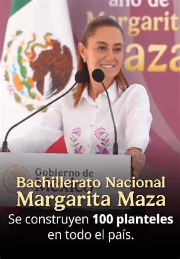 ¿Ya conoces el Bachillerato Nacional Margarita Maza? Por instrucción de nuestra presidenta, @Claudia Sheinbaum Pardo , este año se construyen 100 planteles en todo el país; ampliando la cobertura con 30 mil nuevos lugares. Es un nuevo modelo de Telebachillerato pensado para las y los jóvenes que por distintas razones, no buscan estar tantas horas en el aula y buscan alternativas para concluir sus estudios. Las y los jóvenes de entre 15 y 17 años podrán terminar su secundaria y también la prepara