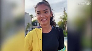 Kelly Gale shows off her taut stomach during skipping workout