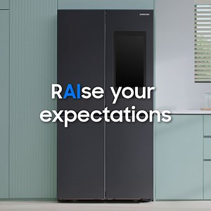 RAIse your expectations with our all new Bespoke AI Refrigerator! Share photos, stream music, access recipes, and see what's inside your fridge using AI Family Hub ™ and AI Vision Inside™ 🍇 🥕 http://spr.ly/6181b8RFx | Samsung