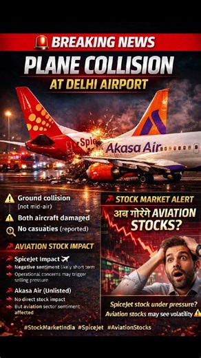 SpiceJet Crash at Delhi Airport 😱 Will Aviation Stocks Fall? 📉 #investingindia