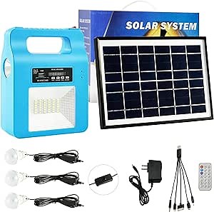 Solar Generator with Panels Included,Portable Power Generators Station 12000mAh with 3 LED Lamps, Emergency Solar Powered Generator for Home Use Camping Emergency Power Supply