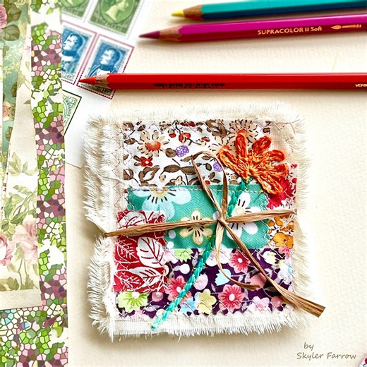 Fabric Art Collage Clusters: Journaling Ephemera Patches, Mixed Media (5 Pieces) Snippet Clusters - Etsy