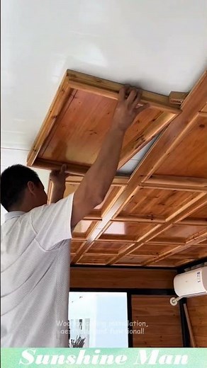 Wooden ceiling installation, aesthetic and functional! #ceiling