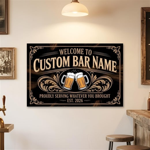 Custom Bar Sign, Personalized Pub Decor, Beer Lover Gift, Man Cave Wall Art, Backyard Bar Sign, Home Bar Decor, Outdoor Patio Decor - Etsy