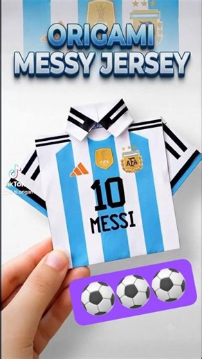 Origami Argentina Messi Jersey 🇦🇷⚽ Easy Paper Football Shirt Tutorial #worldcup #shorts