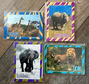 Set of 4 African Safari Mini Puzzles – 24 Pieces Each – Party Favors, Travel Activity, Educational Fun - Etsy