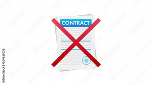 Contract cancellation business concept. Sign forbidden. Motion graphics 4k