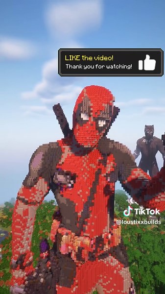 Minecraft Deadpool Statue Build Timelapse