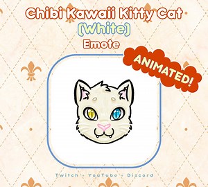 Kitty Cat (white) Chibi Kawaii Animated Spinning Emote - Youtube, Twitch, Discord GIF   PNG Files - Etsy