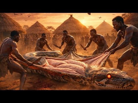 Prehistoric Survival: Giant Python Steals Meat – Deadly Tribe Chase Begins!