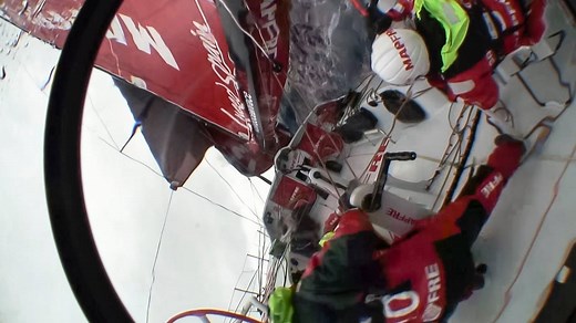 Chinese gybe, aka death roll, aka crash gybe. It’s dangerous, it’s scary – and it happened to Desafio Mapfre in the Southern Ocean, 2,000 nautical miles away from land. Luckily nobody was hurt! | The Ocean Race