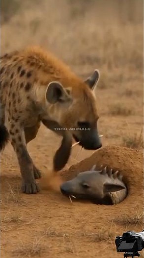 “Hyena Gets Stuck in a Burrow — Shocking Moment Caught on Camera!”