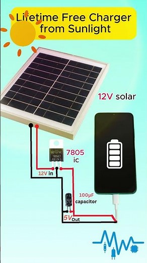☀️🔋 Solar Phone Charger ⚡ | DIY 12V Panel + 7805 #Shorts #charger #solarenergy