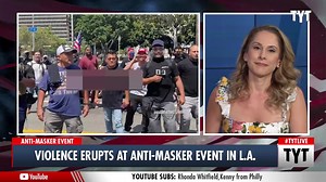 102K views · 148 reactions | An anti-vaccine protest at Los Angeles City Hall turned violent between Proud Boys and counter-protesters, leading to one person being stabbed. | The Breakdown | Facebook