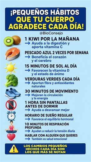 ¿PEQUEÑOS HÁBITOS QUE MEJORAN TU BIENESTAR?⚠️ Lee la descripción ⚠️ #salud #bienestar