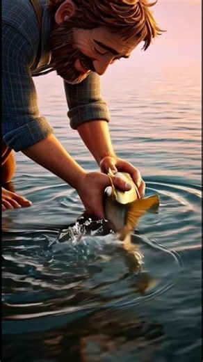 A poor fisherman lived near a river beside a deep forest. #ai #fisherman #save #bigfish