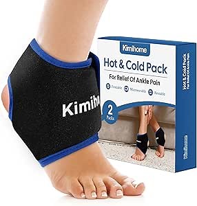 Ankle Ice Pack Wrap - 2-Piece Set of Kimihome Ice Packs for Injuries Reusable, Self-regulating Pressure, Pain Relife, Plantar Fasciitis Relief, Hot Cold Compress Therapy for Swellin（FSA HSA Eligible）