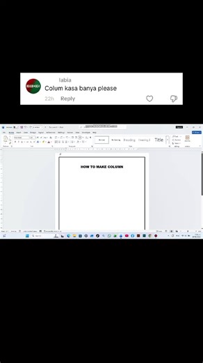 Page main Column bnany ka asan treeka #computerbasics #TechLearning #viral #microsoftword #creatorsearchinsights