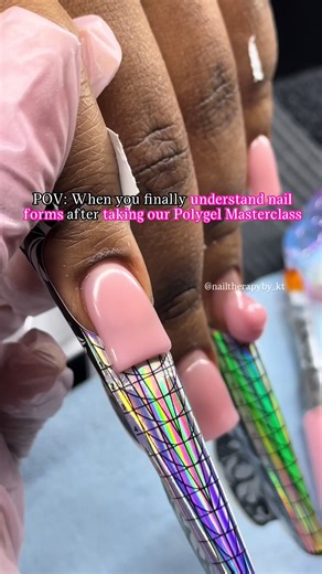When the nail form finally clicks and your structure starts looking professional every time. This is exactly what we break down step-by-step in my Polygel Masterclass. 💅🏽 Booking link dropping soon for Phase 1 for the first 6 cities 🔗 #nailtherapybykt #nailforms #sculpturednails #polygelnails #nailclass