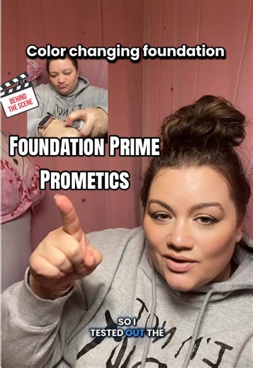 Prime Prometics color change foundation is white to color after applying! It’s a nice natural formula! Feels amazing on the skin. The company keeps mature skin in mind for us aging ladies. @Prime Prometics #colorchangingfoundation #foundationroutine #matureskin #matureskinmakeup #evenskintone