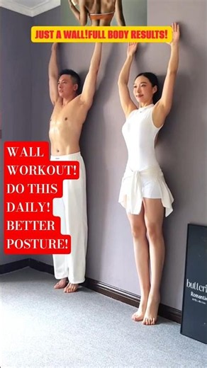 4 Wall Exercises to Improve Posture & Strength #fullbodyworkout