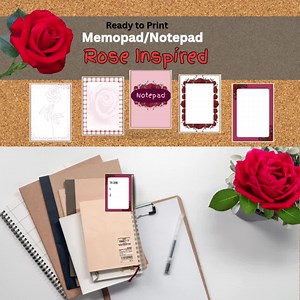 Red Rose Memopad Printable | 5 Floral Designs | Ready-to-print Digital Notepad | Instant PDF Download - Etsy