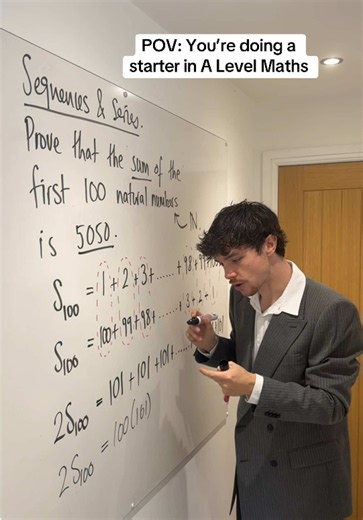 What is the sum of the first 100 natural numbers? #alevelmaths #alevels #gcsemaths #teacherpov #maths