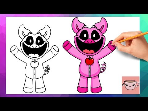 How To Draw Picky Piggy from Poppy Playtime | Smiling Critters | Cute Easy Drawing Tutorial