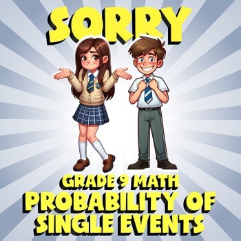 Probability of Single Events SORRY Math Game - No Prep Grade 9 Review