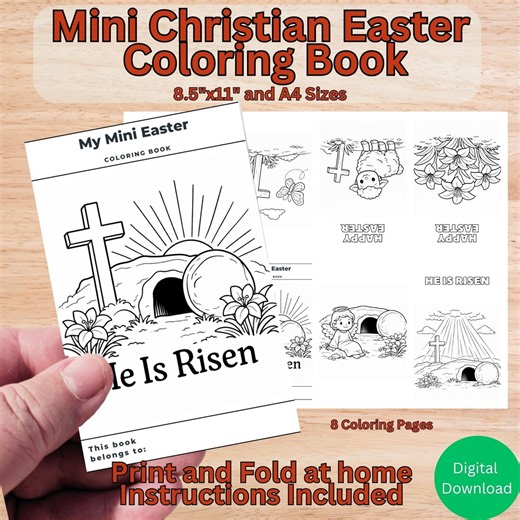 Mini Christian Easter Coloring Book, Printable Christian Easter Coloring Activity for Kids, Mini Foldable Coloring Book PDF, Kids Activity - Etsy